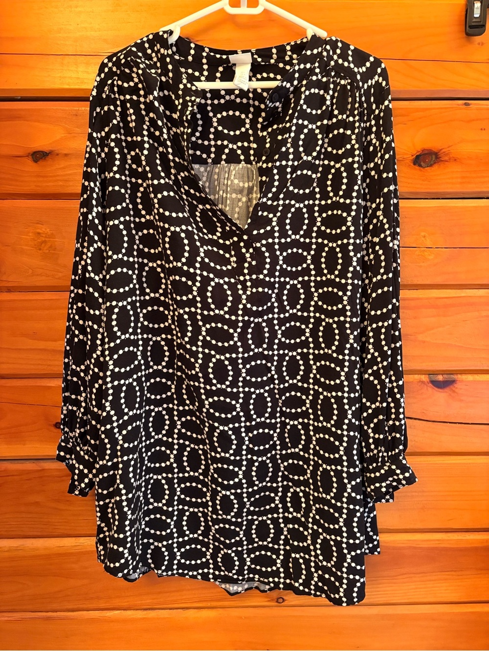 H&M Black Mini Dress with Geometric Dot Pattern